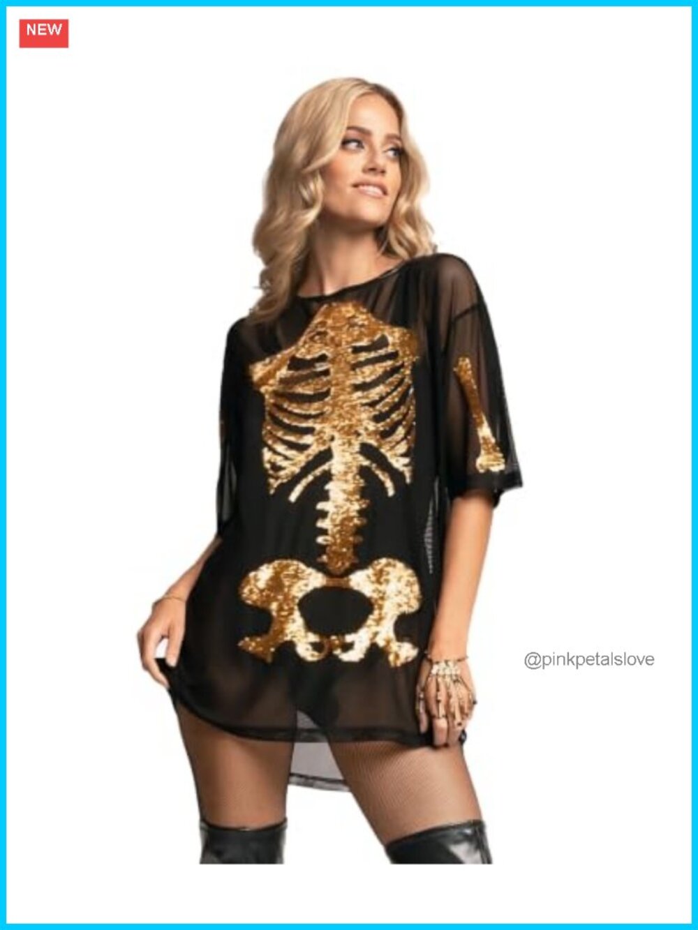 Skeleton Mesh Sequin Costume Party Dress Halloween Festival